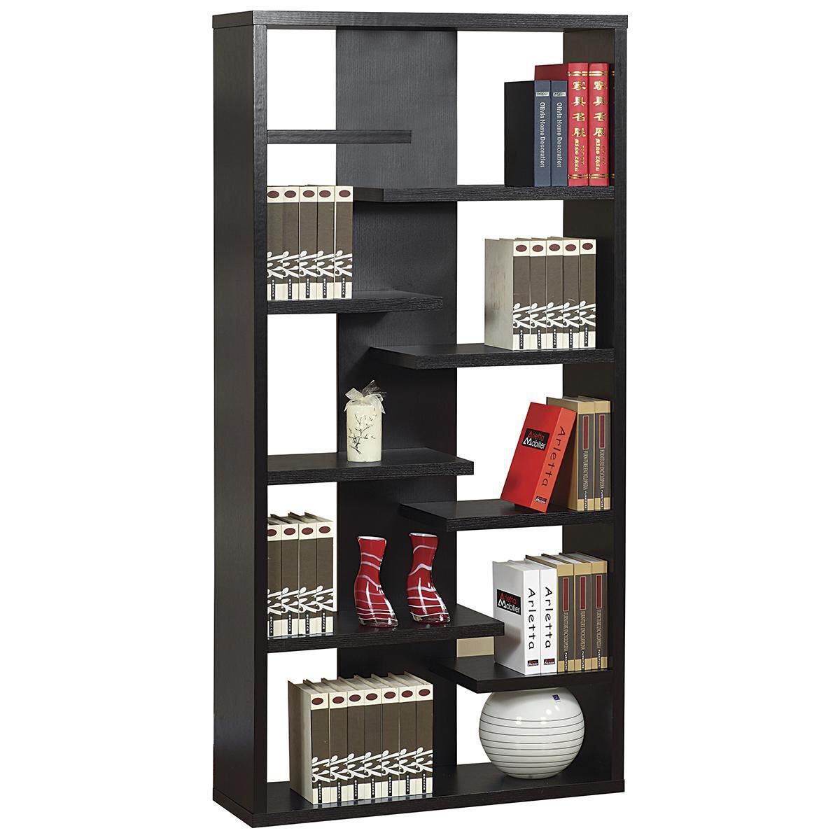Living Essentials Display Cabinet with 9 Shelves in Black