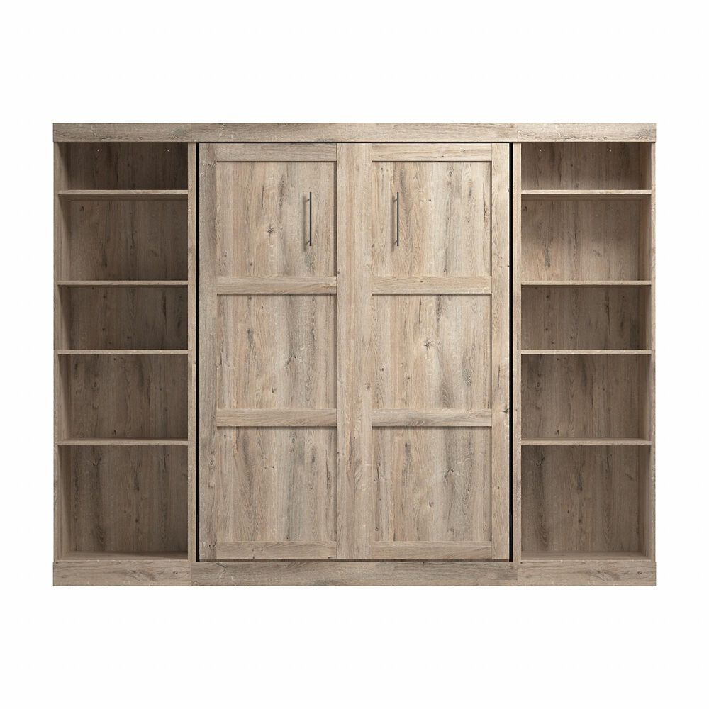 Bestar Pur 109&quot; Full Murphy Storage Bed in Rustic Brown, , large