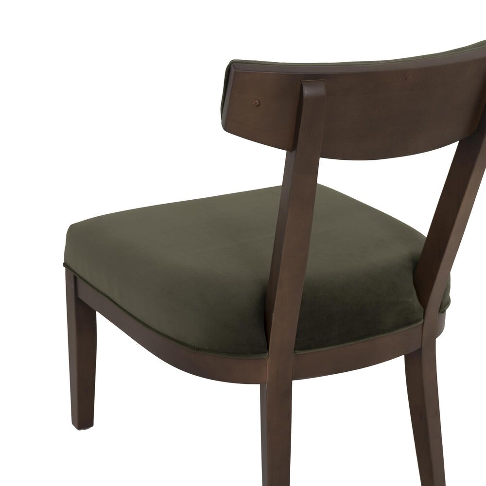 Linon Home Decor Ballard Side Chair with Green Cushion in Warm Maple Truffle, , large
