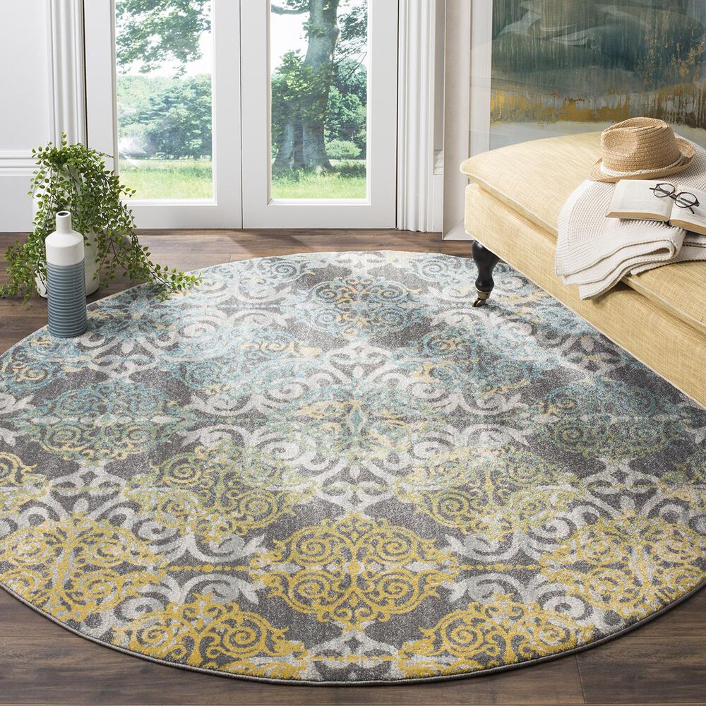 Safavieh Evoke EVK230D 3&#39; Round Grey and Ivory Area Rug, , large