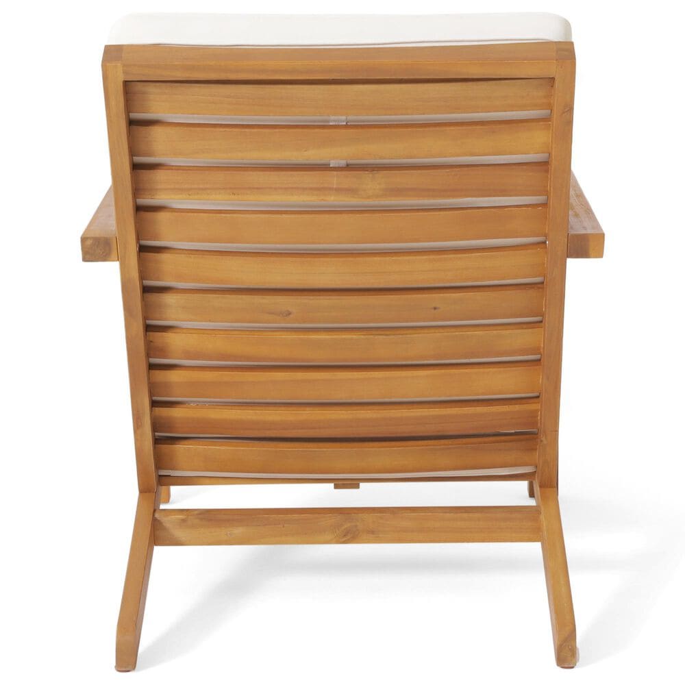 Hearth and Haven Leah 3-Piece Patio Chat Set with Cream Cushion in Teak, , large