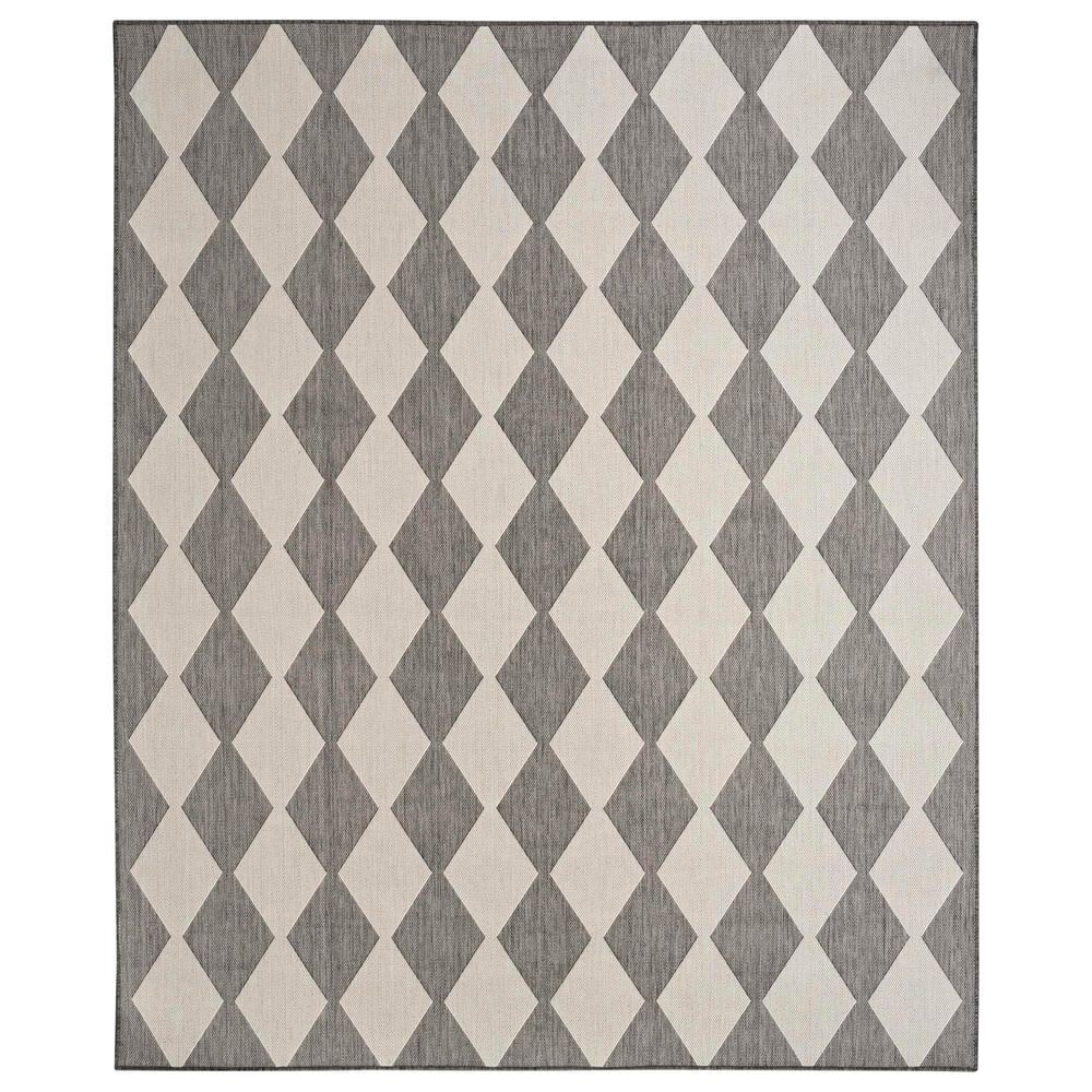 Nourison Positano Geometric Charcoal 7&#39; x 10&#39; Indoor/Outdoor Area Rug, , large