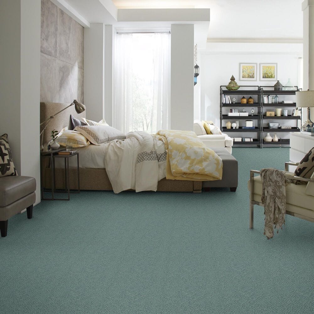 Shaw Detailed Statement Loop Carpet in Washed Turquoise, , large