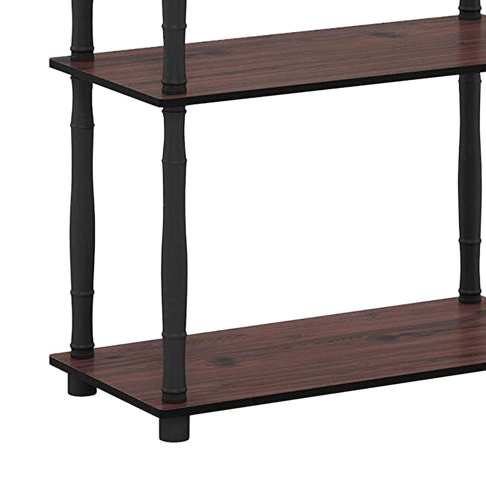 HOMLUX Turn-N-Tube 4-Tier Corner Open Storage Bookshelf in Dark Cherry and Black, , large