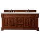 James Martin Vanities Brookfield 72" Double Bathroom Vanity in Warm Cherry with 3 cm Ethereal Noctis Quartz Top and Rectangle Sinks, , large