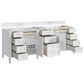 James Martin Brittany 84" Double Bathroom Vanity in Bright White with 3 cm Eternal Jasmine Pearl Top, Rectangular Sinks and FreePower Wireless Charger, , large