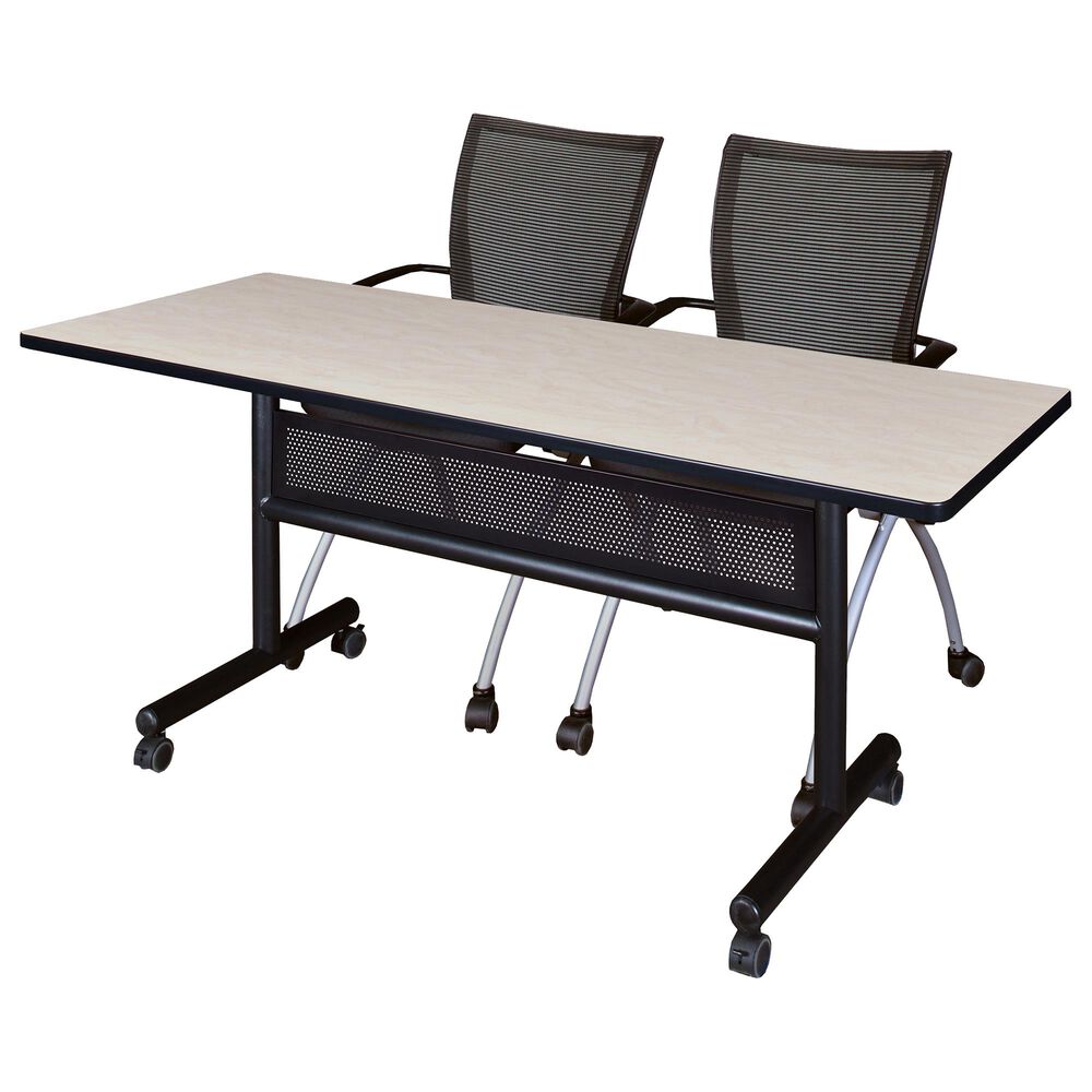 Regency Global Sourcing 3-Piece Mobile Training Table Set in Maple/Black/Silver, , large