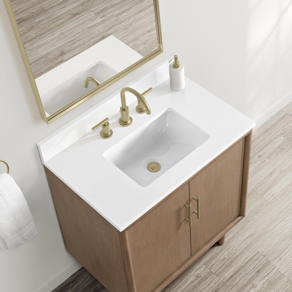 37B Mertola 30" Single Bathroom Vanity Cabinet in Walnut Drift with White Composite Stone Top and Backsplash, , large