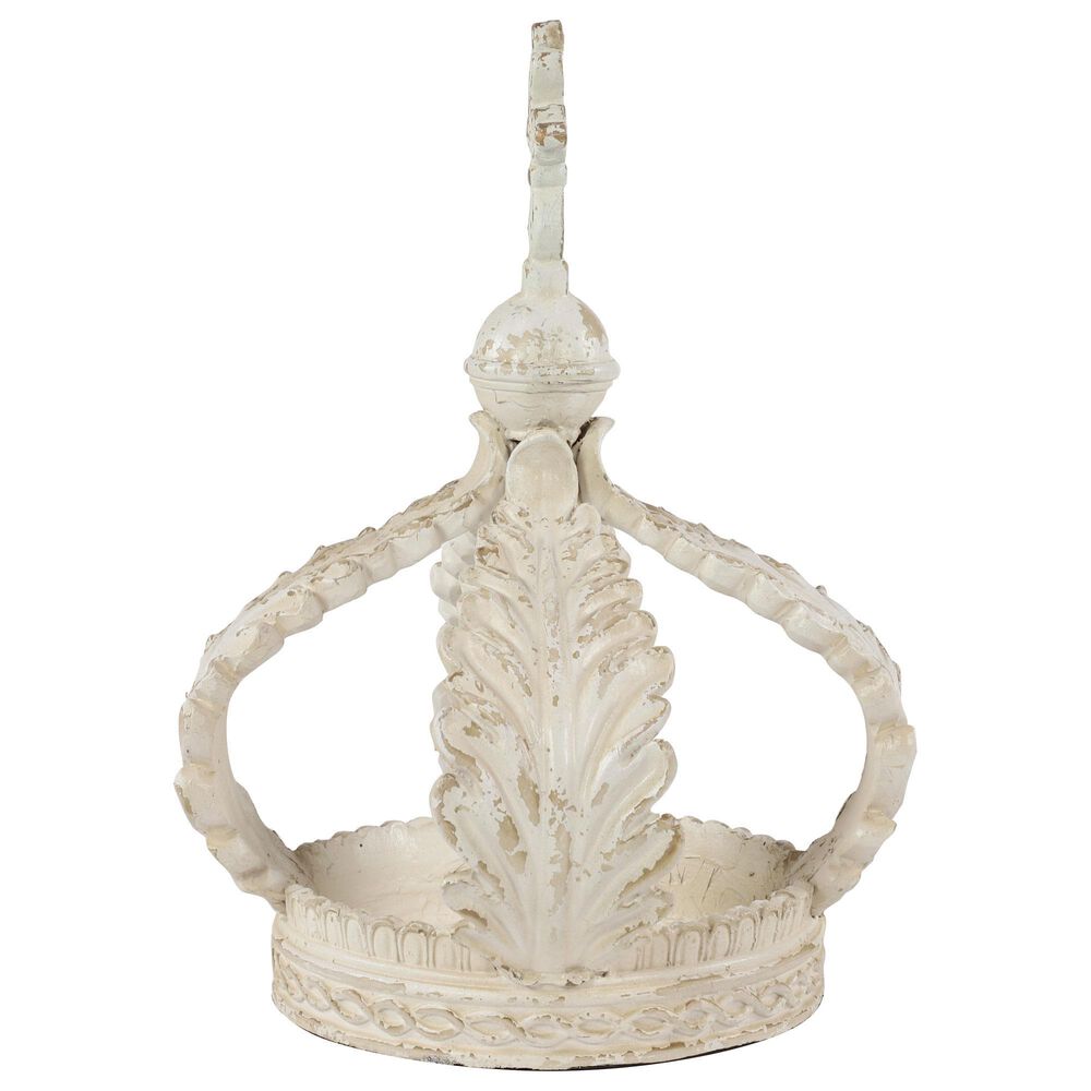 Maple and Jade Royal Crown Sculpture in Matte Antique White, , large