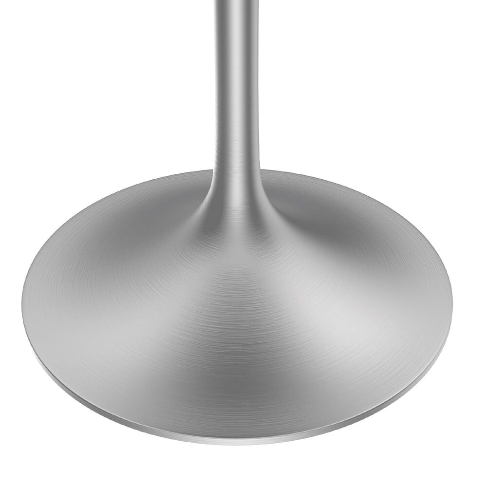 Leisuremod LeisureMod Verve Collection 36 Round Dining Table, Brushed Chrome Base with Sintered Stone White Top, , large