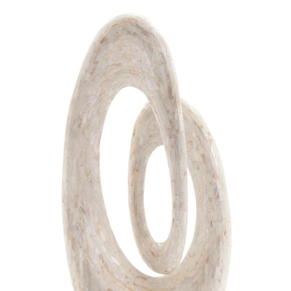 Maple and Jade Pearl Shell Abstract Swirl Decorative Sculpture in Polished White and Black, , large