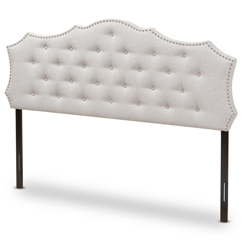 Baxton Studio Aurora Queen Upholstered Headboard in Greyish Beige, , large