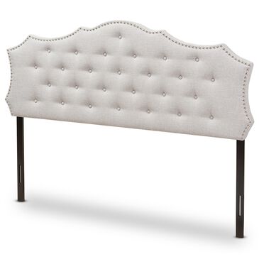 Baxton Studio Aurora Queen Upholstered Headboard in Greyish Beige, , large