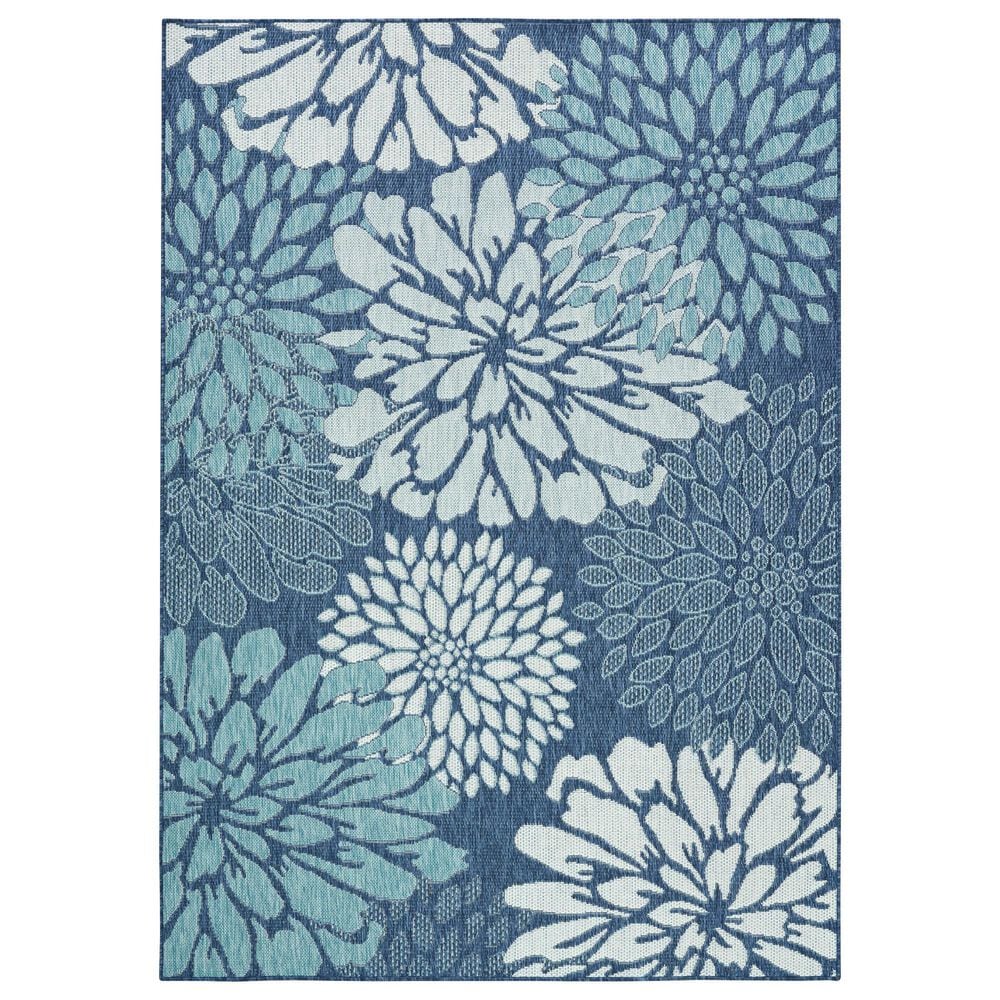 Nourison Garden Oasis GOA06 Navy 5&#39; x 7&#39; Indoor/Outdoor Area Rug, , large
