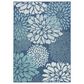Nourison Garden Oasis GOA06 Navy 5" x 7" Indoor/Outdoor Area Rug, , large