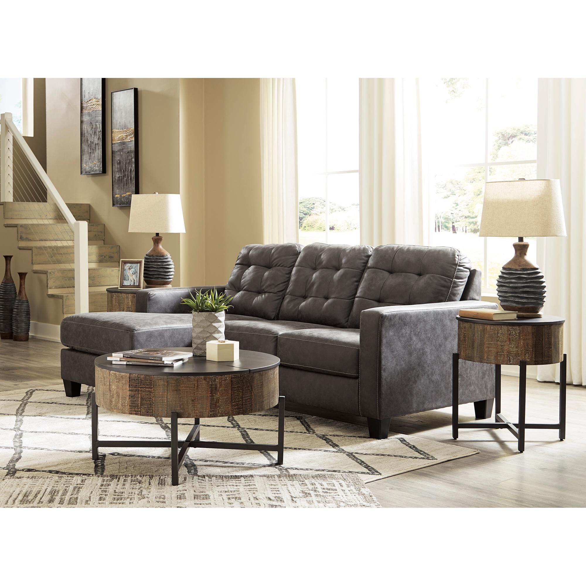 Signature Design by Ashley Venaldi Left Facing Sofa Chaise in Gray 