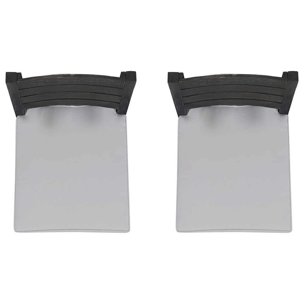 Hearth and Haven Outdoor Armless Dining Chair with Dark Gray Frame in Light Gray (Set of 2), , large
