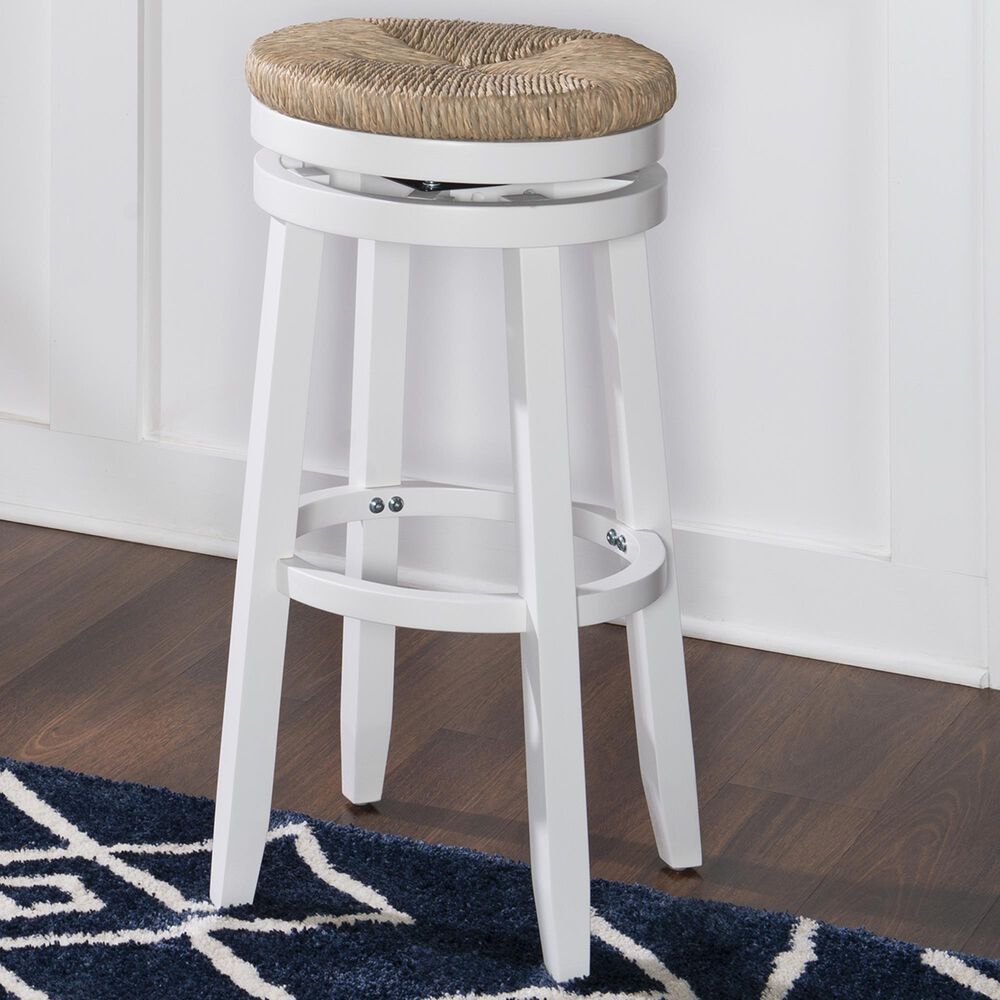 Linon Home Decor Morgan Swivel Bar Stool in White, , large
