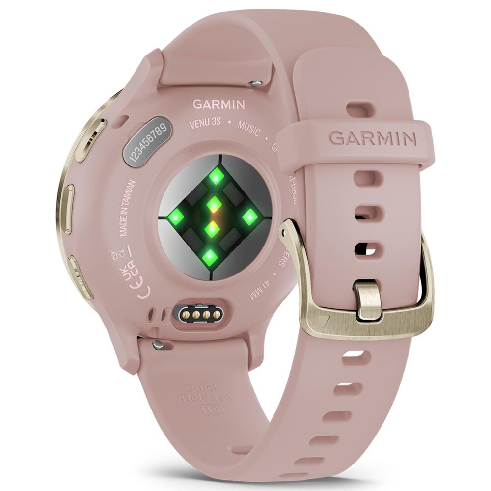 Garmin Venu 3S 41mm Soft Gold Stainless Steel Bezel Case with Dust Rose Silicone Band, , large