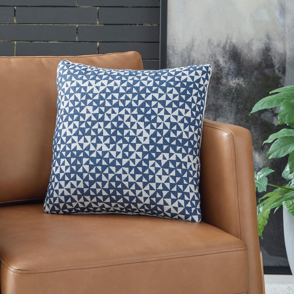 Ashley Jaycott 18&quot; Square Throw Pillow in Blue and White, , large