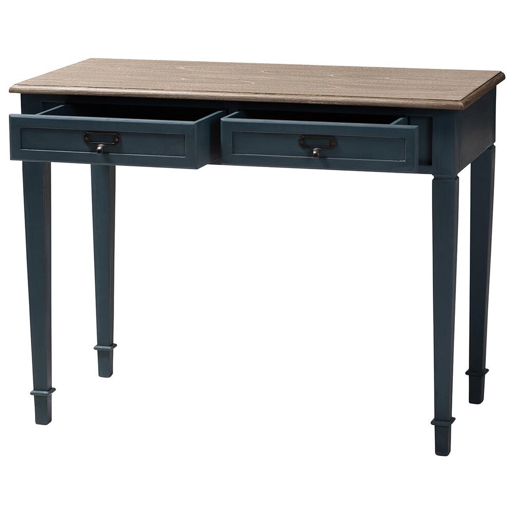 Baxton Studio Dauphine Writing Desk in Blue and Oak, , large