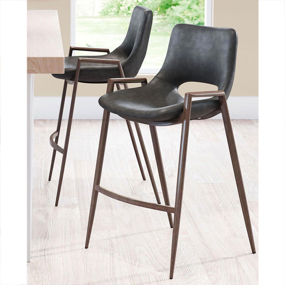 Zuo Modern Desi Counter Chair in Black/Dark Brown &#40;Set of 2&#41;, , large