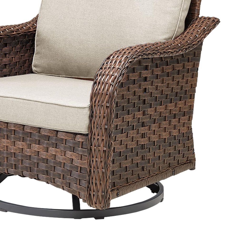 Hearth and Haven Outdoor High-Back Swivel Rocker Glider in Beige (Set of 2), , large