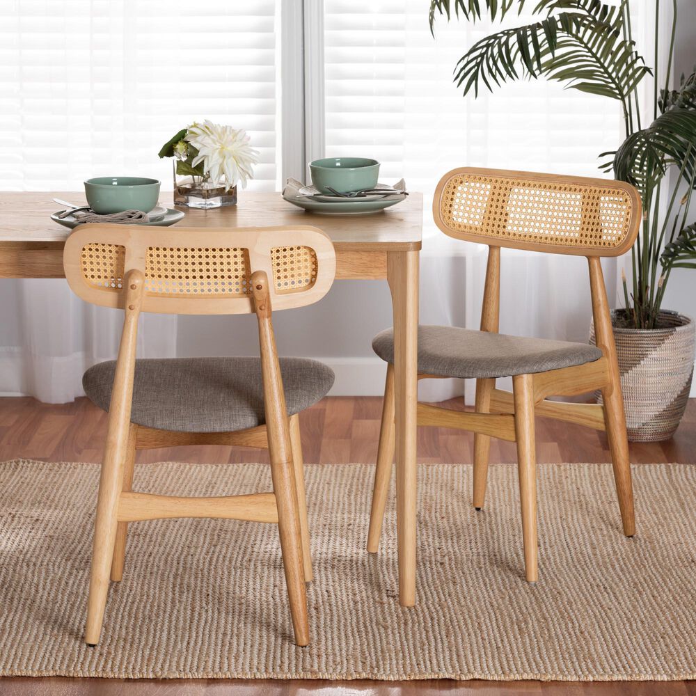 Baxton Studio Tarana Side Chair in Natural Oak and Light Brown (Set of 2), , large