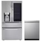 LG 2-Piece Kitchen Package with 23 Cu. Ft 4-Door French Door Refrigerator and Pocket Handle Dishwasher in Stainless Steel, , large