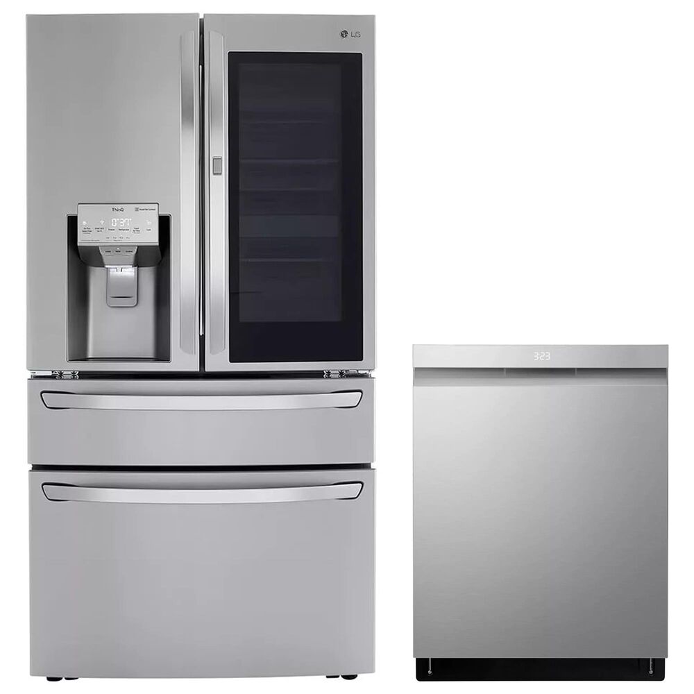 LG 2-Piece Kitchen Package with 23 Cu. Ft 4-Door French Door Refrigerator and Pocket Handle Dishwasher in Stainless Steel, , large