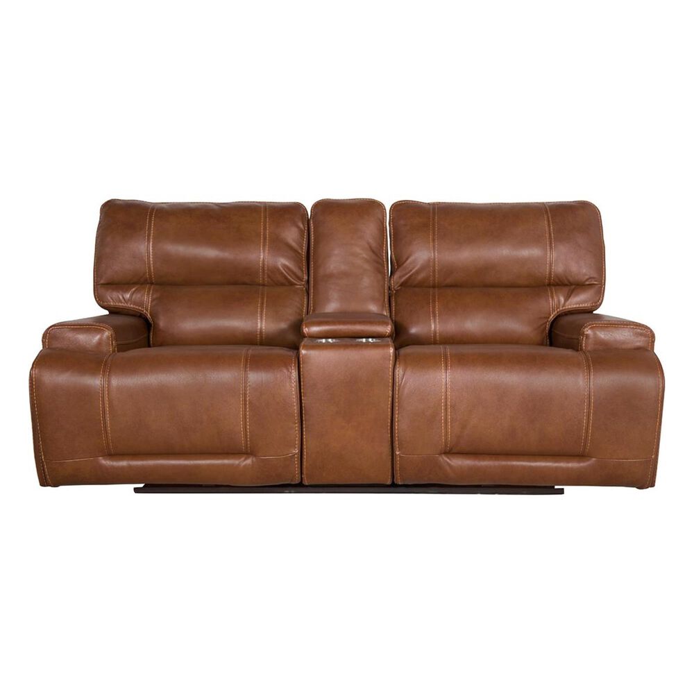 Interlochen Leather Power Reclining Loveseat with Headrest and Lumbar in Nature Red Brown, , large