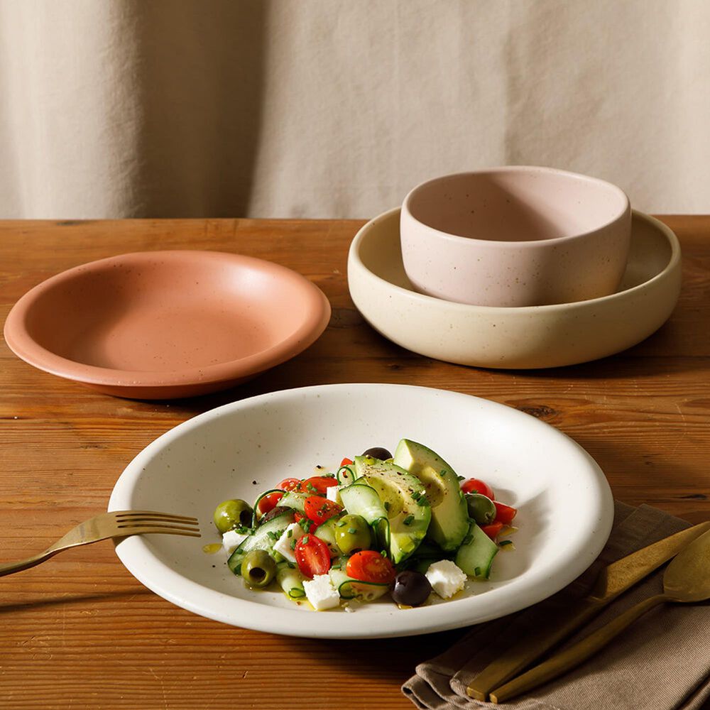 Gibson Home Corsica Clay 16-Piece Double Bowl Stoneware Reactive Glaze Dinnerware Set, , large
