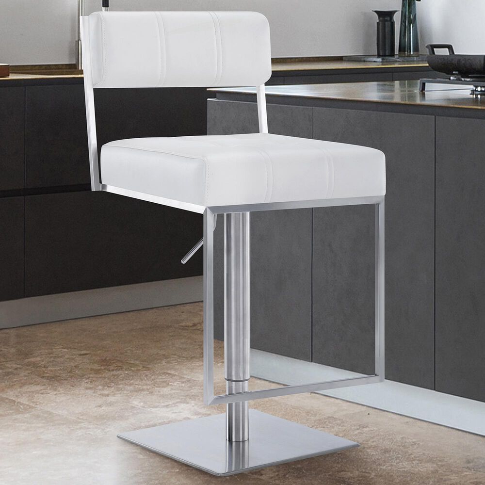 Blue River Michele Swivel Bar Stool in White, , large
