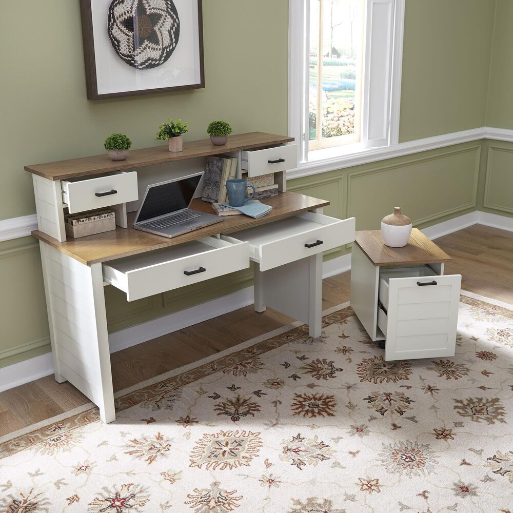 Homestyles Portsmouth Desk with Hutch in White, , large