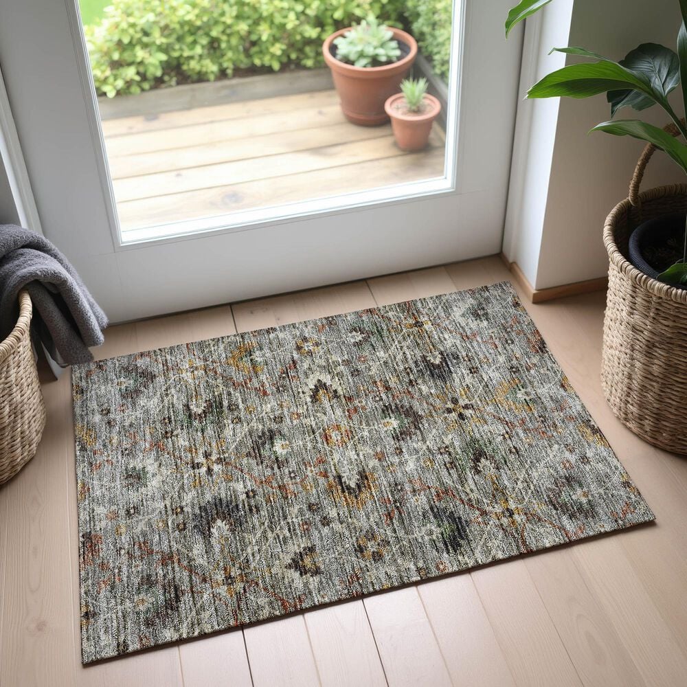 Dalyn Rug Company Silk Road Pewter, Gray, Ivory, Paprika, Sage and Gold 1&#39;8&quot; x 2&#39;6&quot; Area Rug, , large