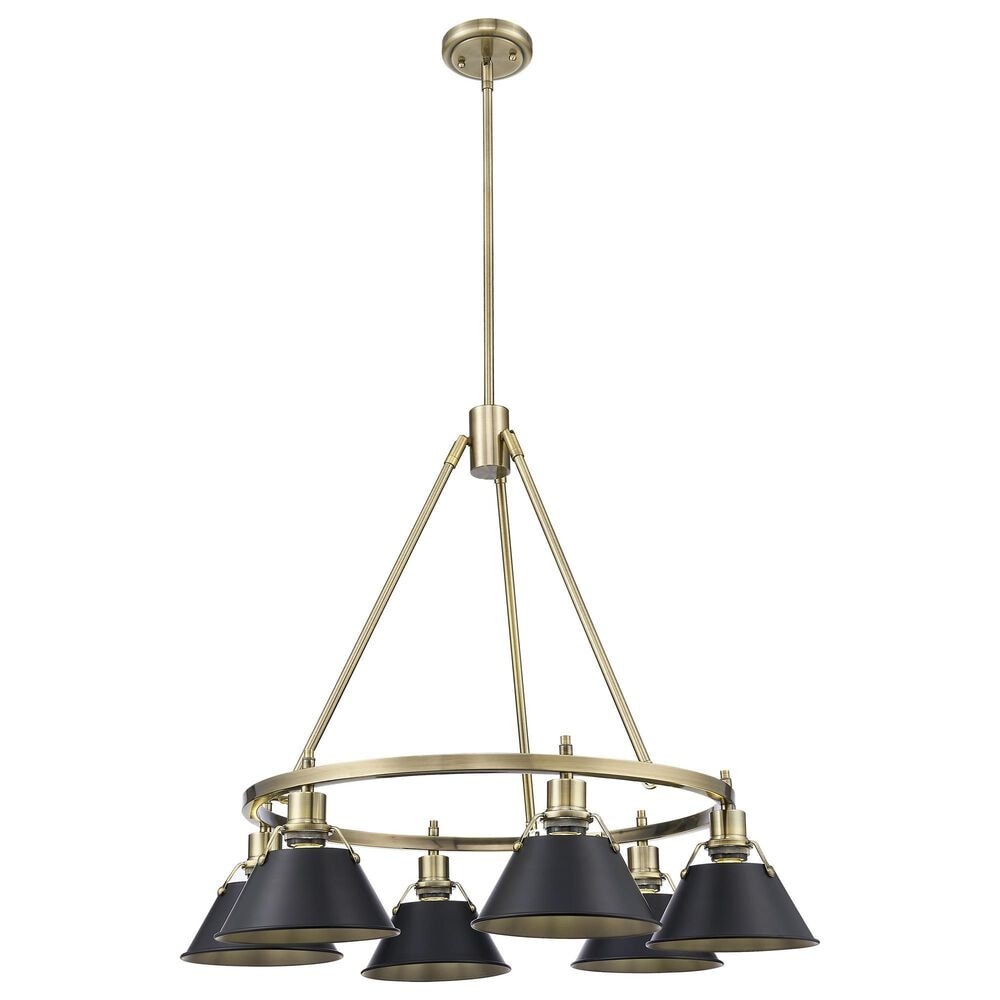 Golden Lighting Orwell 6-Light Chandelier with Matte Black Shade in Aged Brass, , large