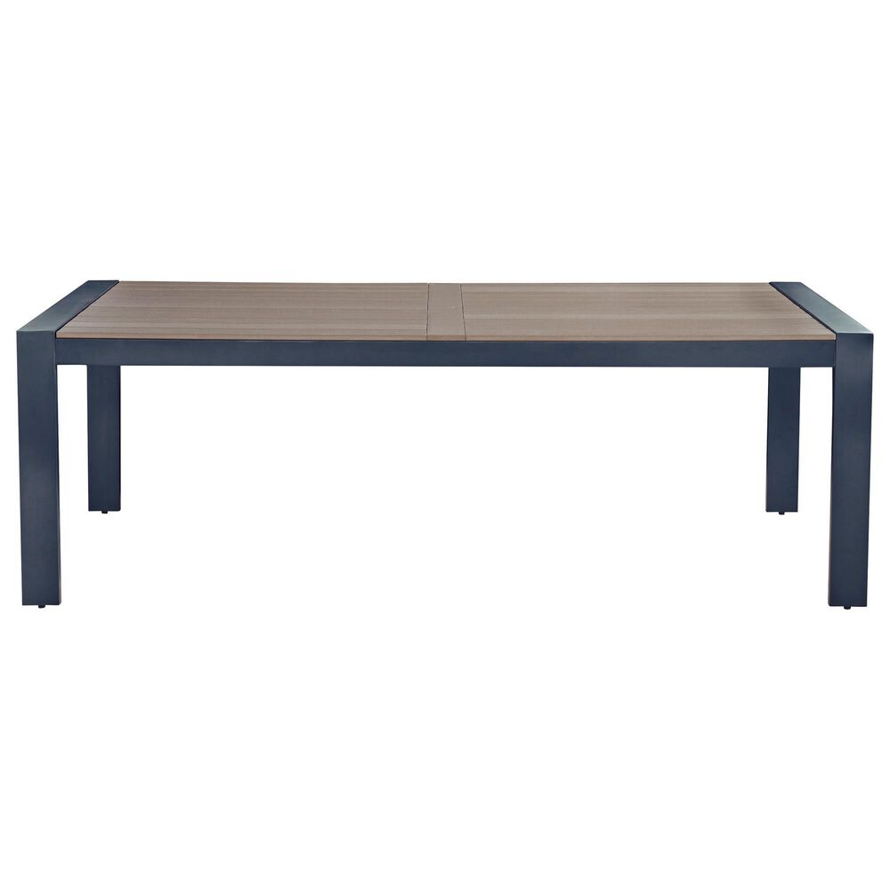 Ashley East Beach Rectangular Dining Table with Umbrella Hole in Navy Blue and Driftwood, , large