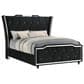 Pacific Landing Lorient 3 Piece Queen Wingback Bedroom Set with Fireplace in Black Velvet, , large