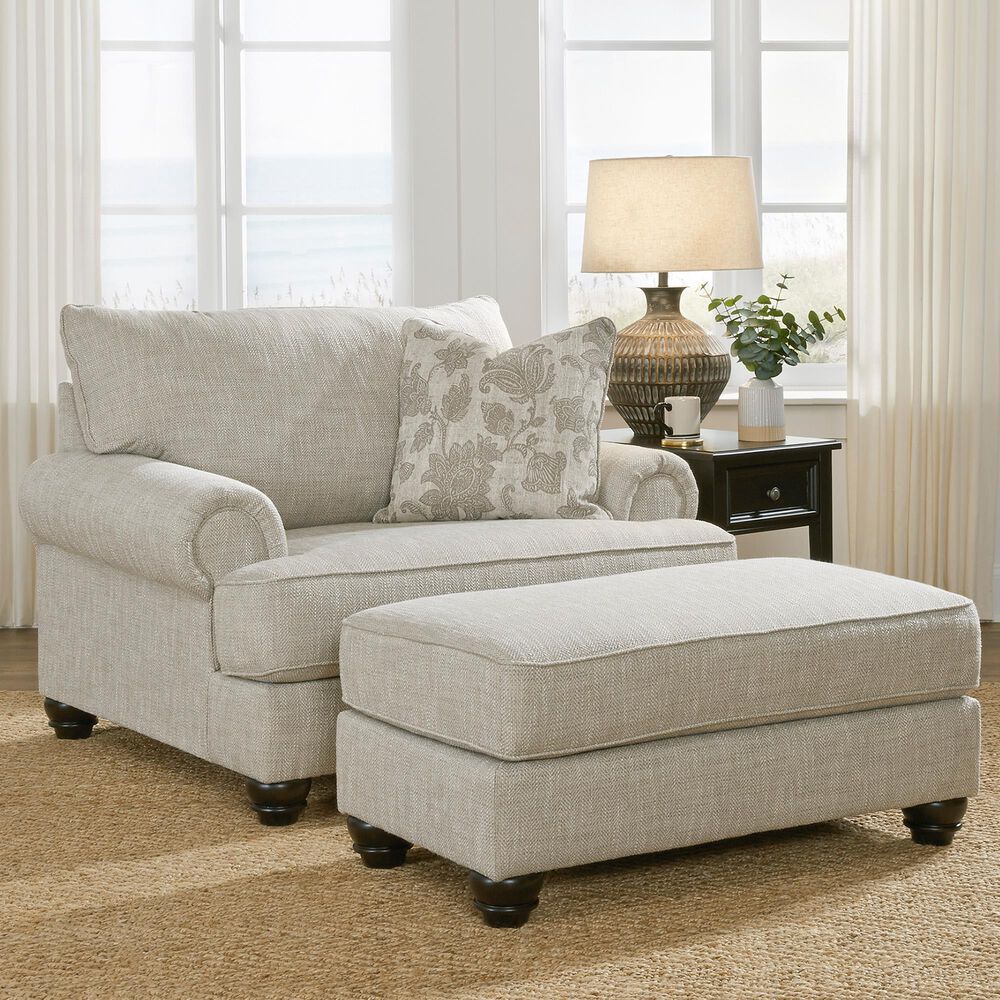 Ashley Asanti Chair and a Half with Ottoman in Fog, , large