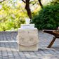 Hearth and Haven Outdoor Square Side Table with Simulated Braided Cord in Wood Brown, , large