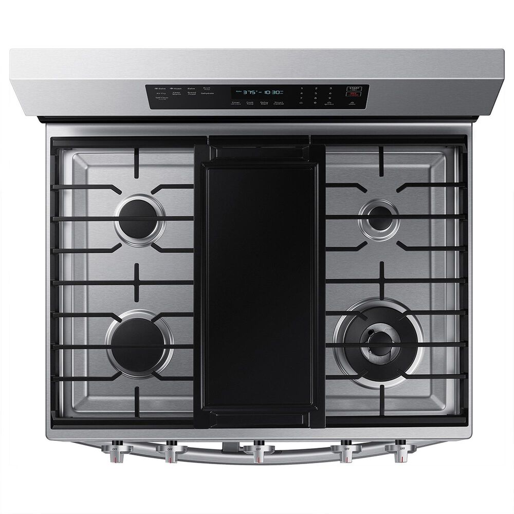 Samsung 2-Piece Kitchen Package with 6 Cu. Ft. Freestanding Gas Range and 2.1 Cu. Ft. Bespoke Fingerprint Resistant Over-the-Range Microwave in Stainless Steel, , large