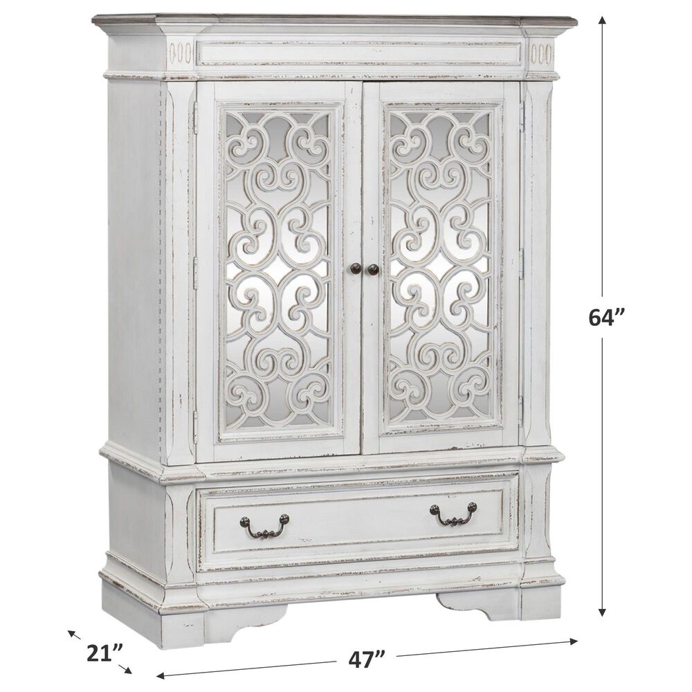 Belle Furnishings Abbey Park Mirrored Door Chest in White, , large