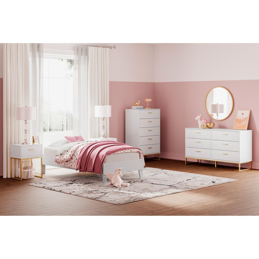 Ashley Socalle Twin Platform Bed in Matte White, , large