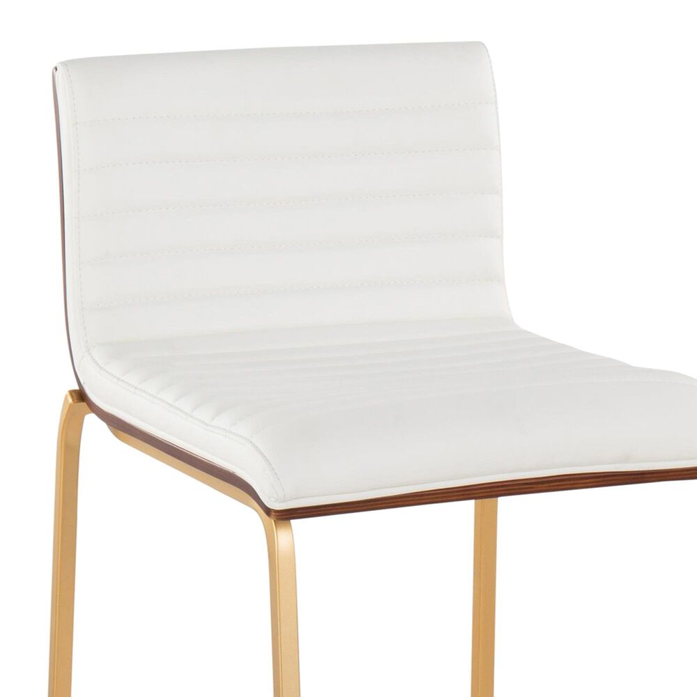Lumisource Mason 26&quot; Counter Stool with White Cushion in Gold and Walnut &#40;Set of 2&#41;, , large