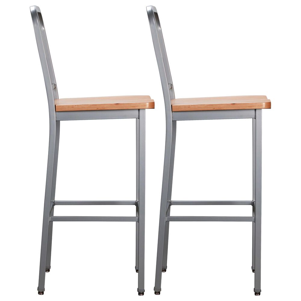 Linon Home Decor Frazier Bar Stool in Silver and Natural (Set of 2), , large