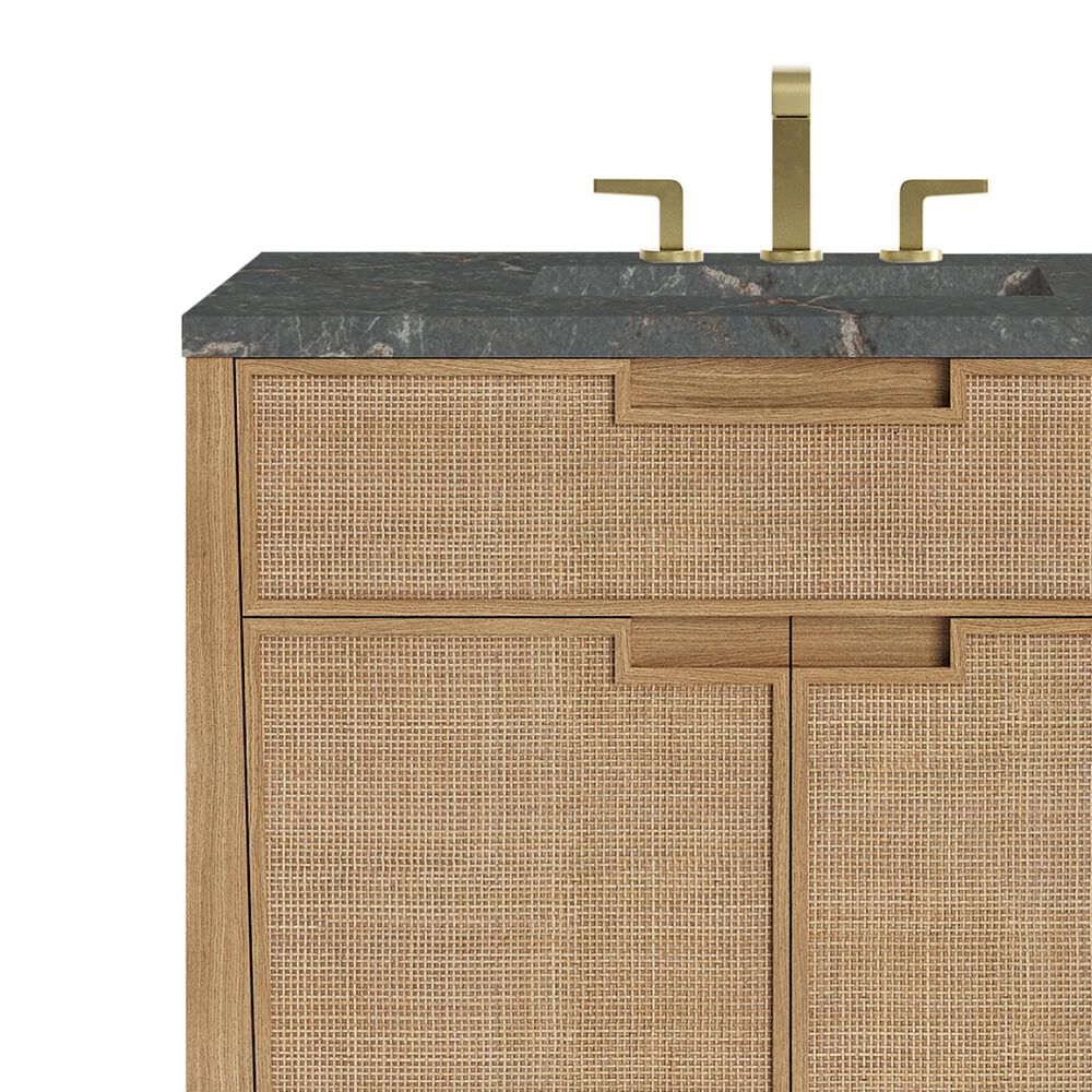 James Martin Vanities Solene 36&quot; Single Bathroom Vanity in Seaside Oak with 3 cm Parisien Bleu Quartz Top and Rectangular Sink, , large