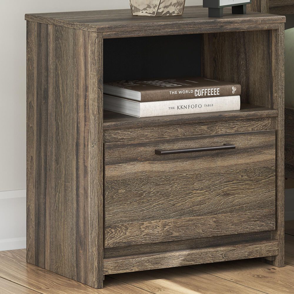 Ashley Elbrim 1-Drawer Nightstand in Brown with USB Port, , large