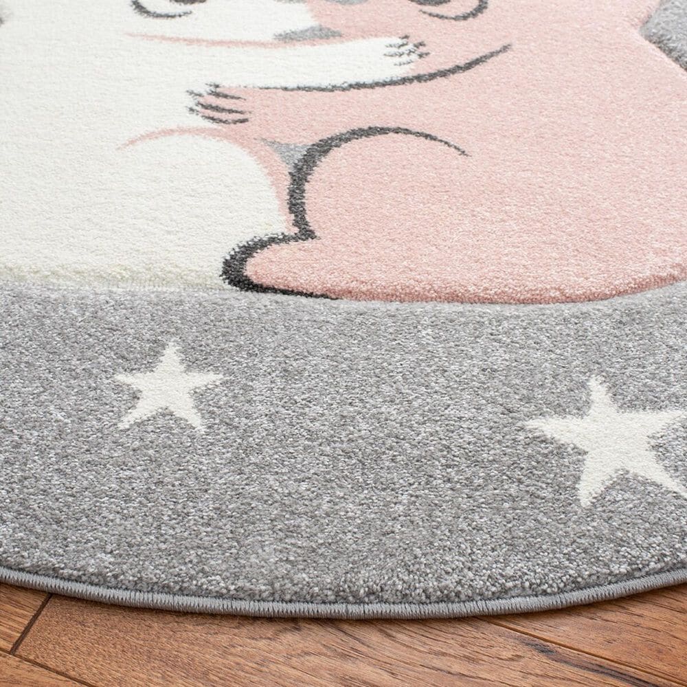 Safavieh Carousel Animals 5&#39;3&quot; Round Grey and Ivory Kids  Area Rug, , large
