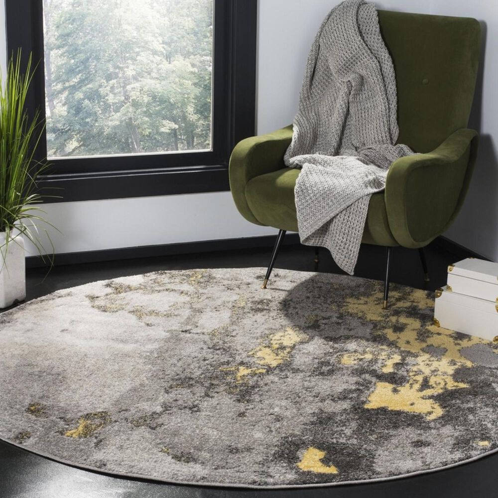 Safavieh Adirondack ADR134H 4&#39; Round Grey and Yellow Area Rug, , large