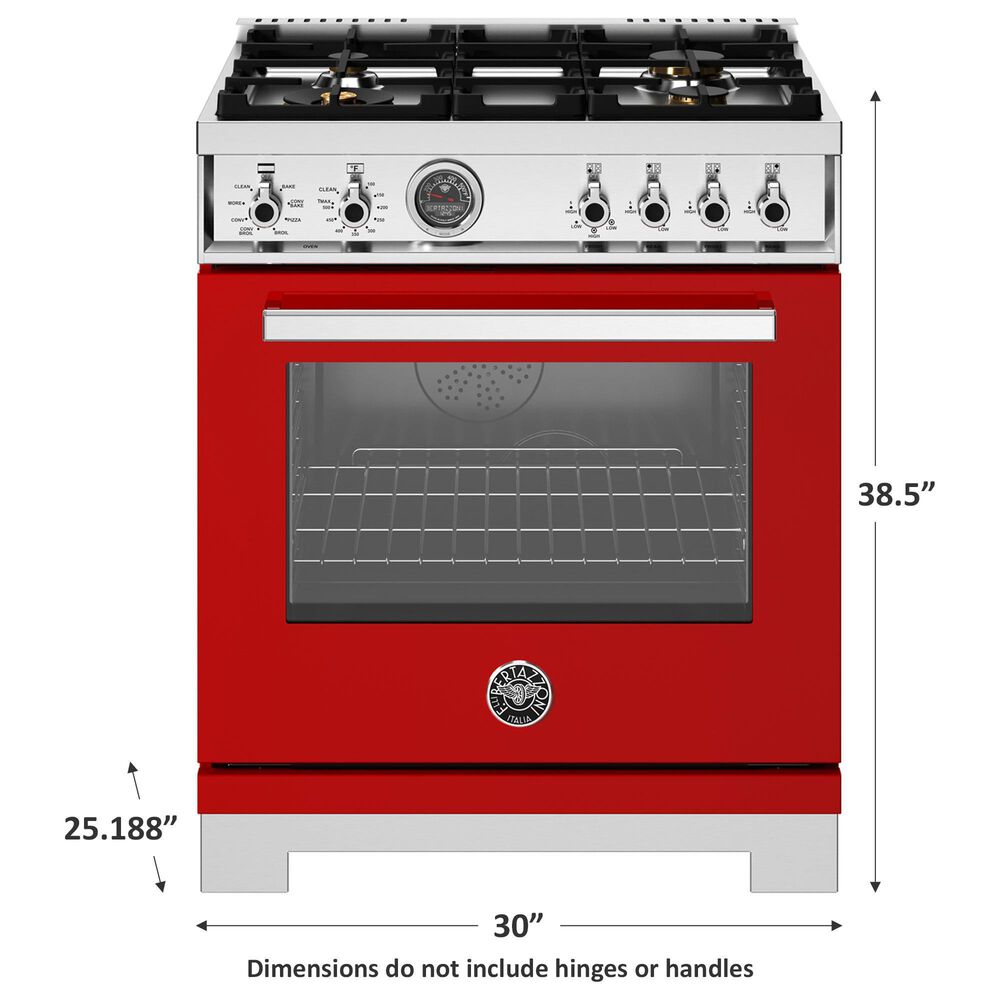 Bertazzoni Professional 4.6 Cu.Ft. Dual Fuel Range in Rosso Glossy, , large